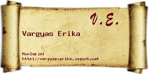 Vargyas Erika névjegykártya